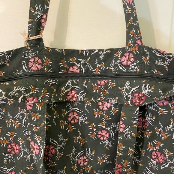 NWT Fat Free Floral Cotton Tote Shopping Book Bag color Multi Large Tote - Picture 6 of 8